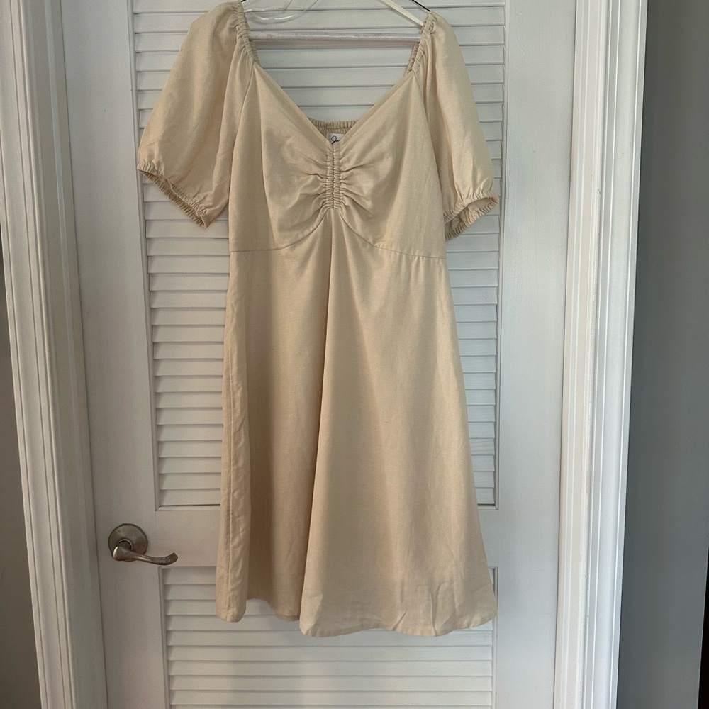 Cream Short Sleeve Dress